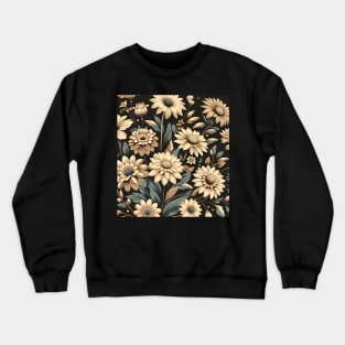 Beige Floral Illustration Crewneck Sweatshirt